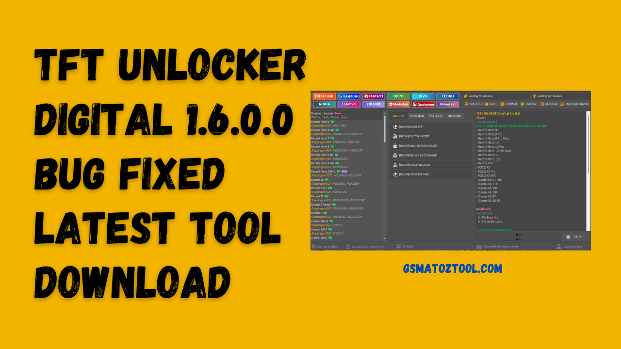 Download TFT UNLOCKER Digital 1.6.0.0 Bug Fixed Latest Tool