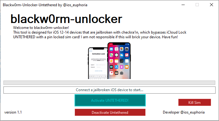 Download Blackw0rm Unlocker iCloud Bypasser Free Tool