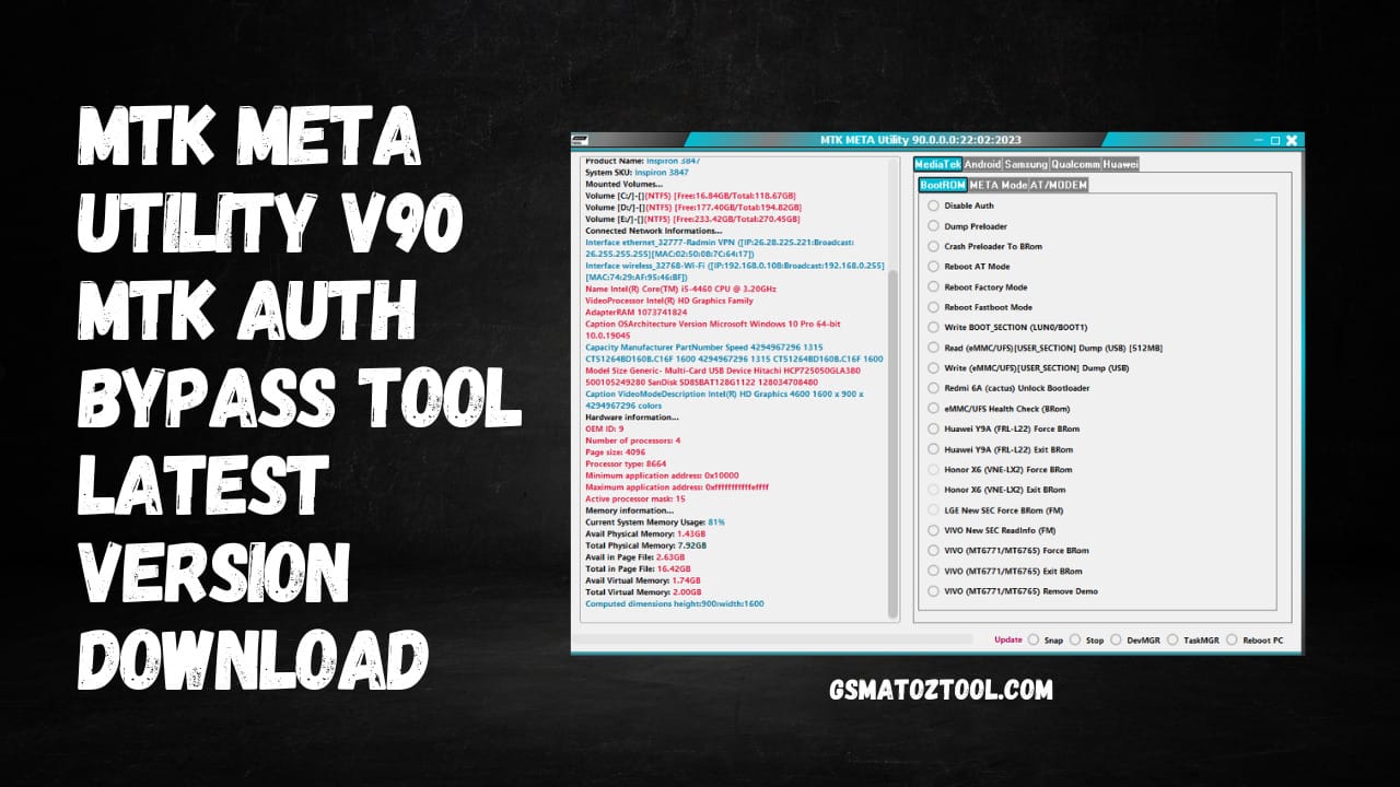 Mtk meta utility tool v90 – mtk auth bypass tool (secure boot disable) latest version download