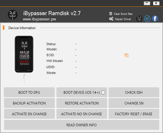 iBypasser Ramdisk V2.7 ICloud Bypass Windows Tool