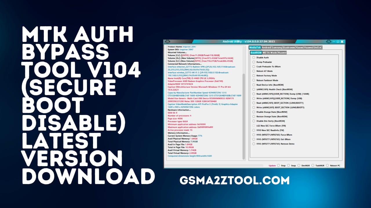 Mtk auth bypass tool v104 (secure boot disable) latest version download