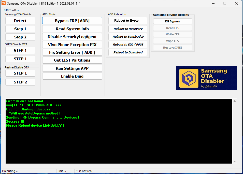 Samsung OTA Disabler B19 Edition Samsung OTA Disabler B19 Edition