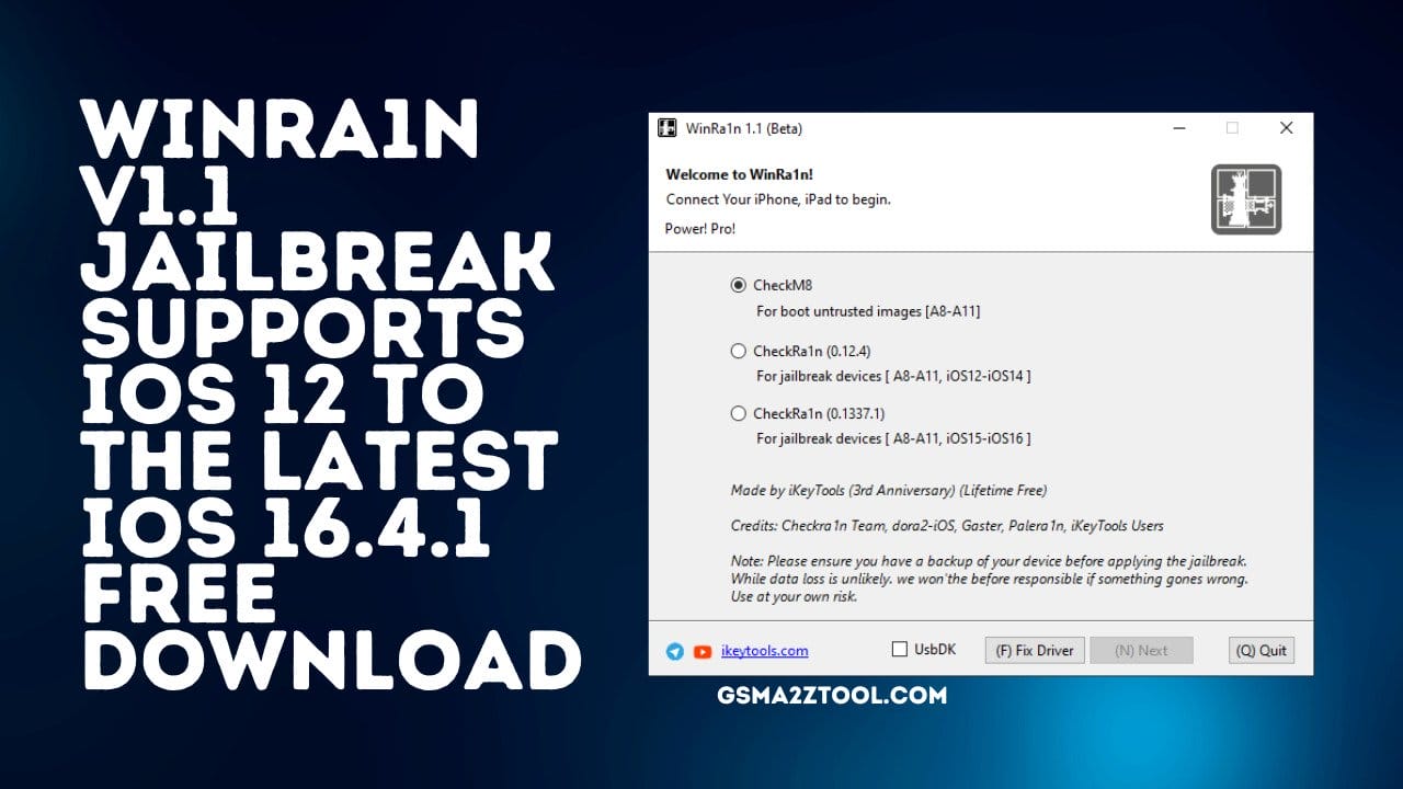 Winra1n v1.1 Released With Support For The Latest iOS 16.4.1 Lastest Tool